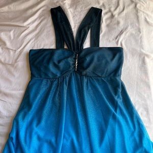VINTAGE Y2K BLUE OMBRE HALTER NECK DRESS 💙